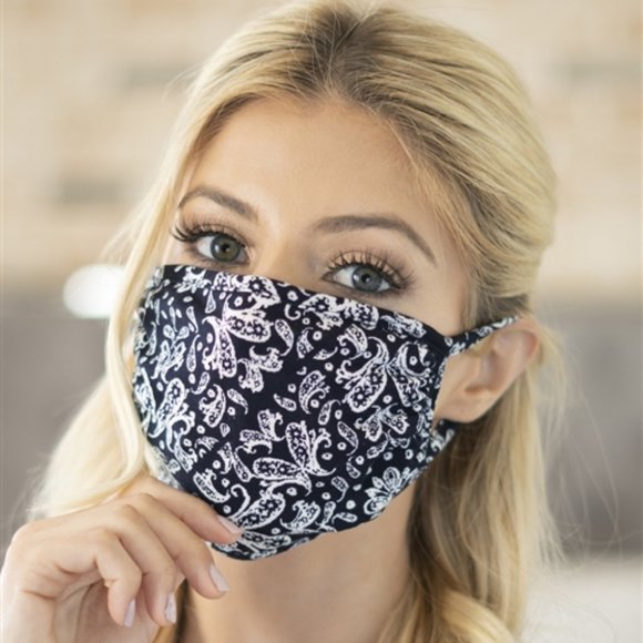 Trend Setter Diva Boutique Accessories - 2 for 20! Black paisley print face mask